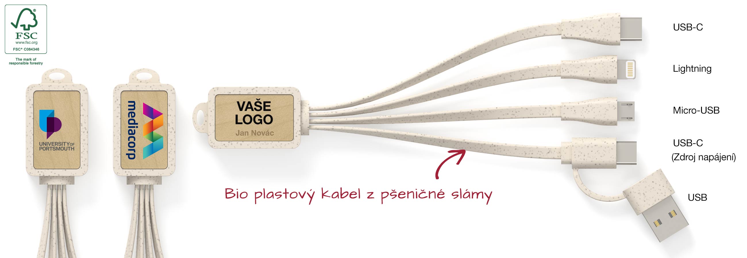Multi Wood USB Charger Cables
