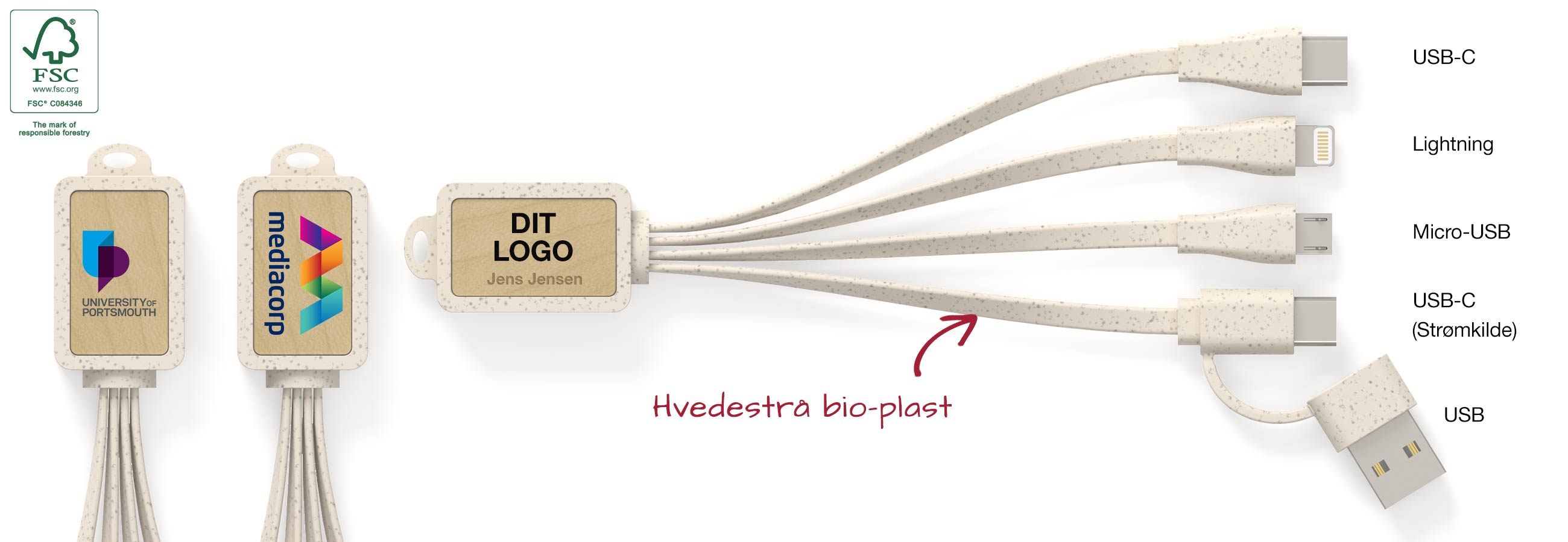 Multi Wood USB Charger Cables