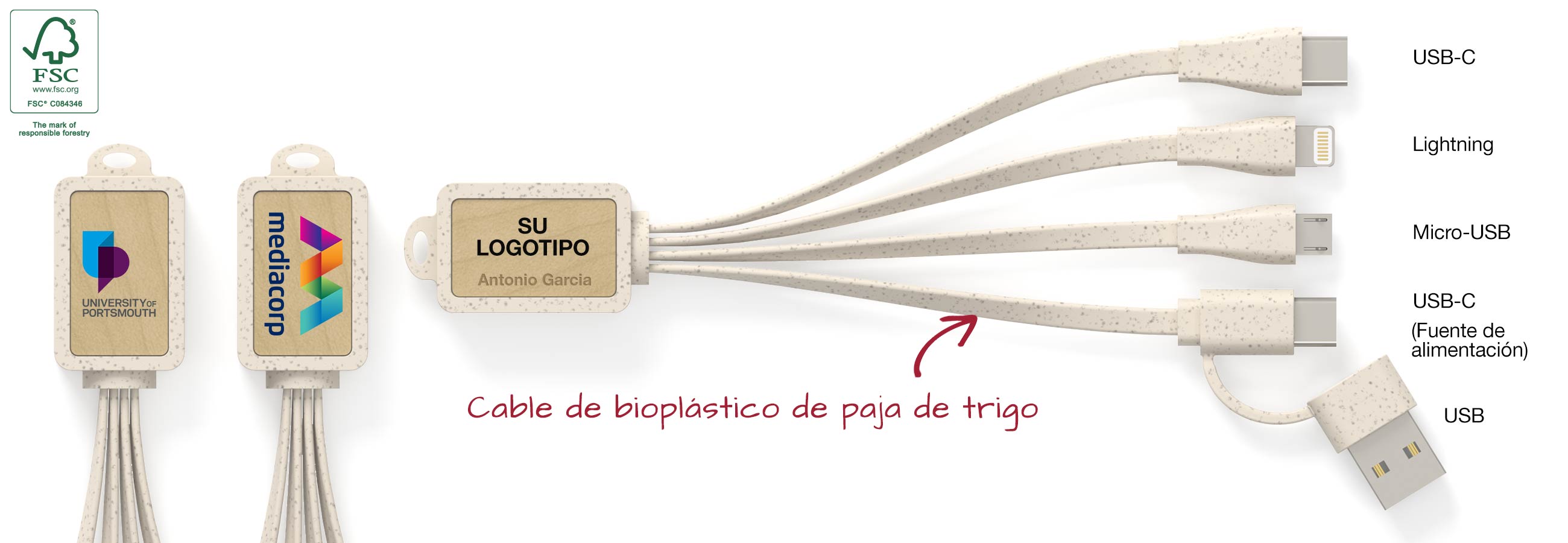 Multi Wood USB Charger Cables