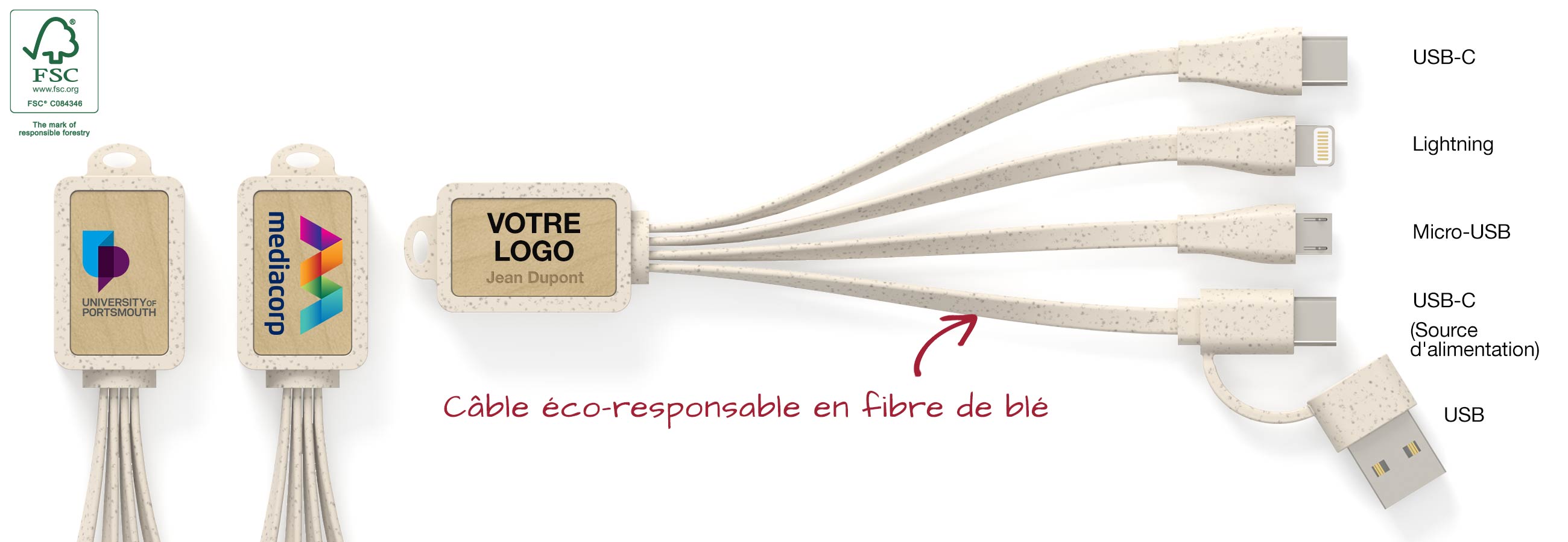 Multi Wood USB Charger Cables
