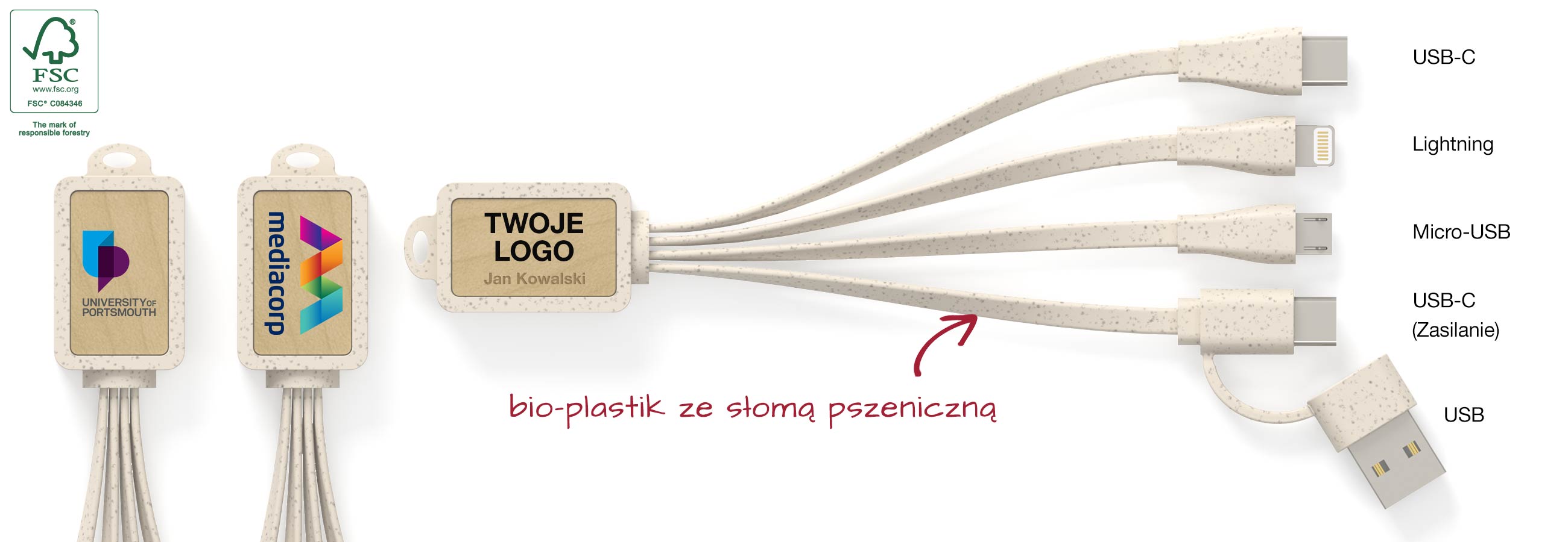 Multi Wood USB Charger Cables