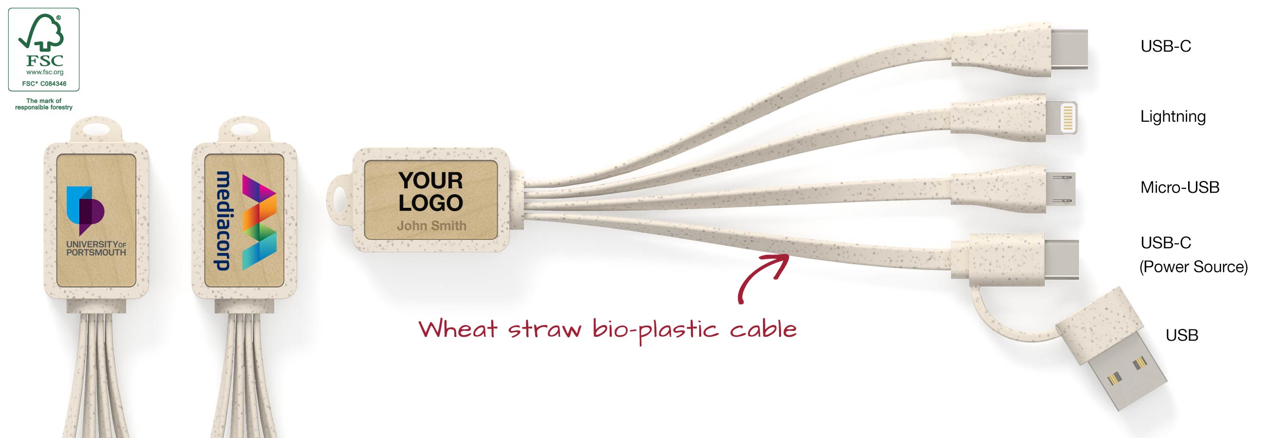 Multi Wood USB Charger Cables