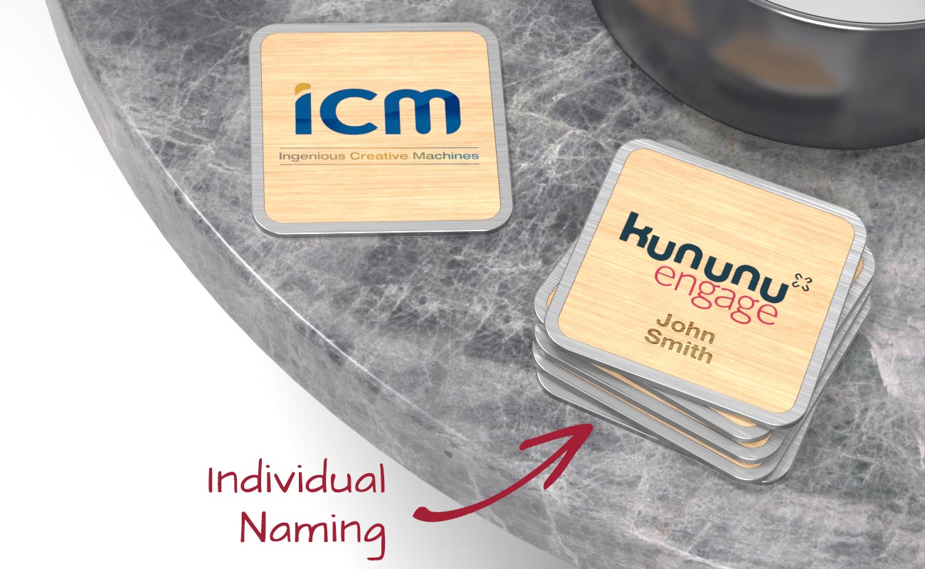 custom branded stainless steel tumbler and coaster