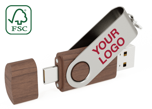 Twister Go Wood - Personalised USB Sticks With USB-C Twister Go Wood - Personalised USB Sticks With USB-C